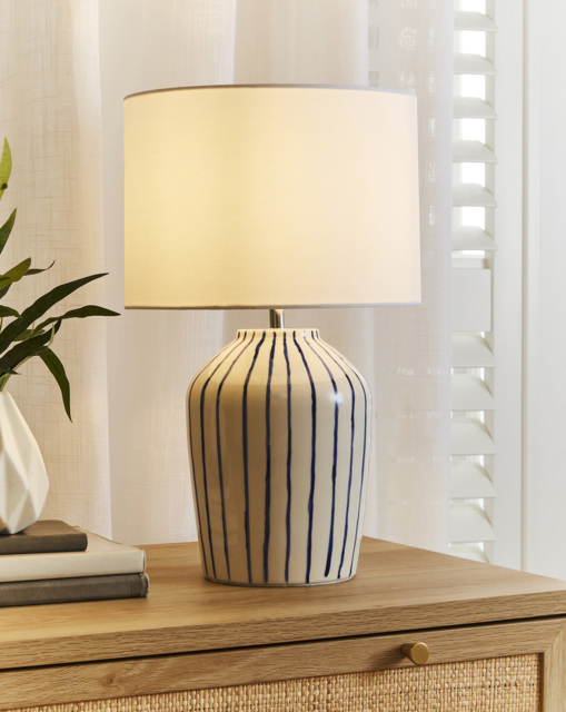 Blythe Striped Ceramic Table Lamp Blue - Searchlight - image 1
