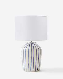 Blythe Striped Ceramic Table Lamp Blue - Searchlight - thumbnail 2