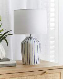 Blythe Striped Ceramic Table Lamp Blue - Searchlight - thumbnail 3
