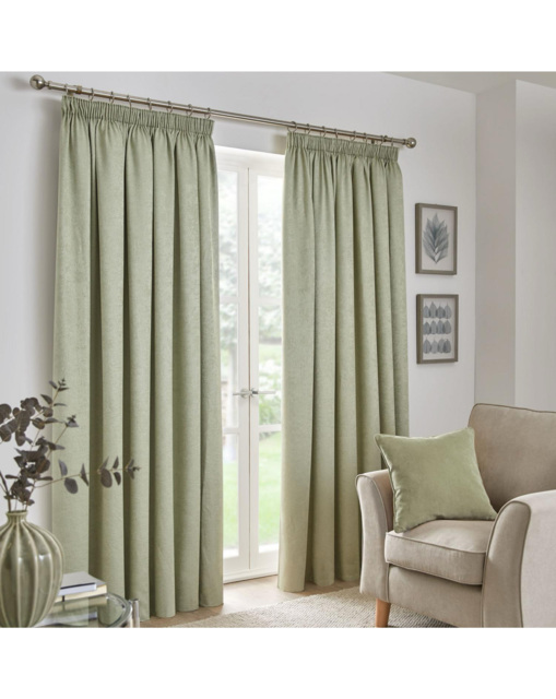 Galaxy Pencil Pleat Curtains Green - Fusion - Size: 168 x 229cm - image 1