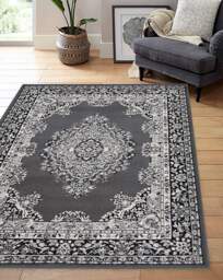Traditional Medallion Woven Rug Grey - Homemaker - Size: 80X150 - thumbnail 1
