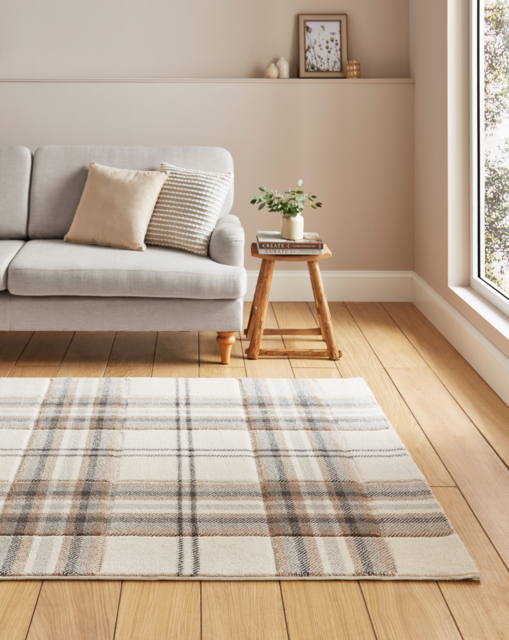 Catherine Lansfield Kelso Check Rug Natural - Catherine Lansfield - Size: 80X150 - image 1