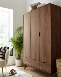 Oslo 3 Door 2 Drawer Wardrobe Walnut - JD Williams - thumbnail 1