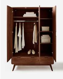 Oslo 3 Door 2 Drawer Wardrobe Walnut - JD Williams - thumbnail 3