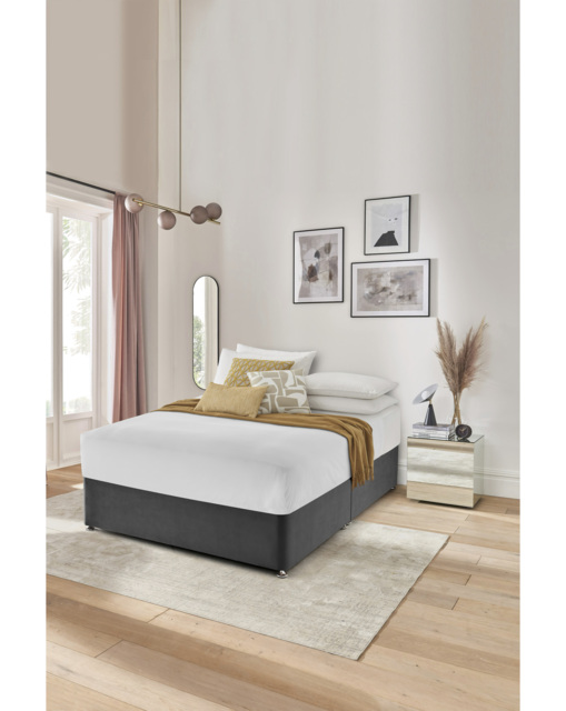 Silentnight Velvet Divan Base Only Charcoal - Silentnight - Size: KINGSIZE - image 1