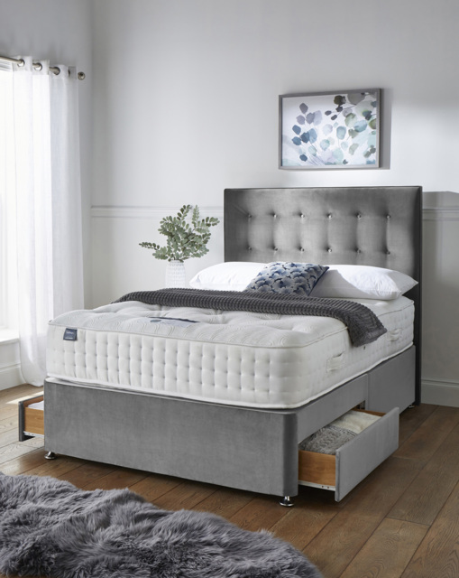 Silentnight 4000 2 Drawer Divanset Charcoal - Silentnight - Size: DOUBLE - image 1