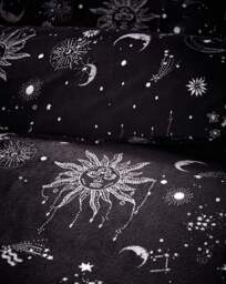 Moon & Stars Fleece Duvet Set Black/White - JD Williams - Size: S KING - thumbnail 3