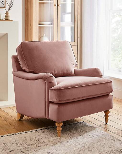 Wisteria Velvet Armchair Pink - JD Williams - image 1