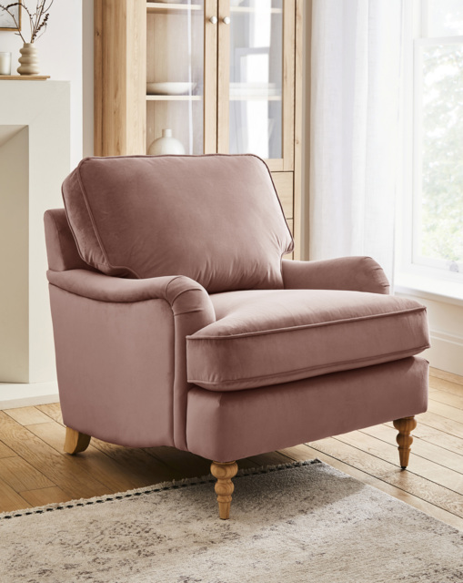 Wisteria Velvet Armchair Pink - JD Williams - image 1