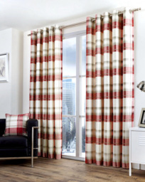 Balmoral Check Eyelet Curtains Ruby - Fusion - Size: 168 x 183cm