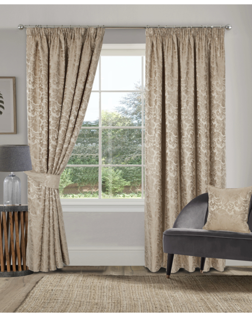 Buckingham Pencil Pleat Lined Curtains Natural - Sundour - Size: 117 x 229cm - image 1