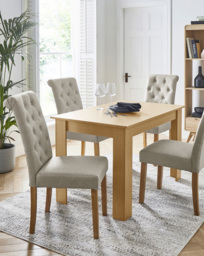 Dakota Dining Table with 4 Ava Chairs Oak/Natural