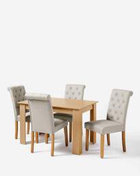 Dakota Dining Table with 4 Ava Chairs Oak/Natural - thumbnail 4
