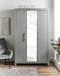 Dakota 3 Door Mirrored Wardrobe Cool Grey - At Home Collection