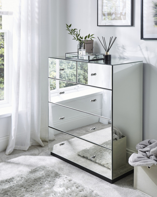 Broadway Mirrored Small Chest of Drawers Silver - JD Williams - image 1