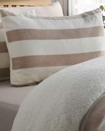 CL Cosy Sherpa Stripe Duvet Cover Set Natural - Catherine Lansfield - Size: SINGLE - thumbnail 3