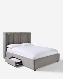 Eloise Velvet Storage Bed with Mattress Pewter - Size: KINGSIZE - thumbnail 4