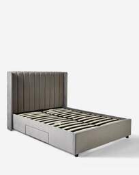 Eloise Velvet Storage Bed with Mattress Pewter - Size: KINGSIZE - thumbnail 3