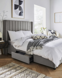 Eloise Velvet Storage Bed with Mattress Pewter - Size: KINGSIZE