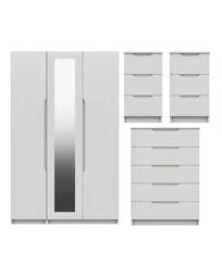 Sorrento Gloss 4 Piece Bedroom Package White - One Call - thumbnail 2
