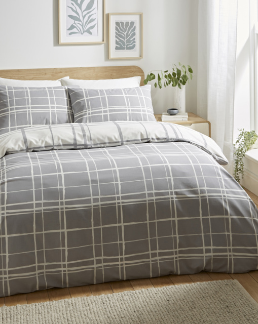 Wilson Charcoal Check Duvet Cover Set Charcoal - At Home Collection - Size: KING - image 1