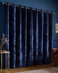 Catherine Lansfield Velvet Curtains Navy - Catherine Lansfield - Size: 168 x 137cm - thumbnail 2