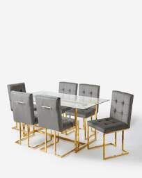 Joanna Hope Fallon 6 Seater Dining Set Grey/Gold - Joanna Hope - thumbnail 2