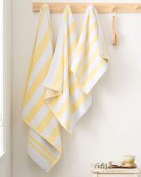 Bianca Reversible Stripe Jacquard Towels Yellow - Bianca - Size: Bath Sheet - thumbnail 3