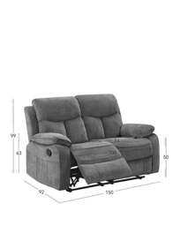 Adlington Manual Recliner 2 Seater Sofa Grey - JD Williams - thumbnail 3