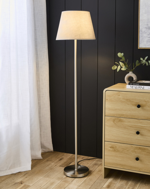 Owen Grey and Chrome Floor Lamp Grey - JD Williams - image 1