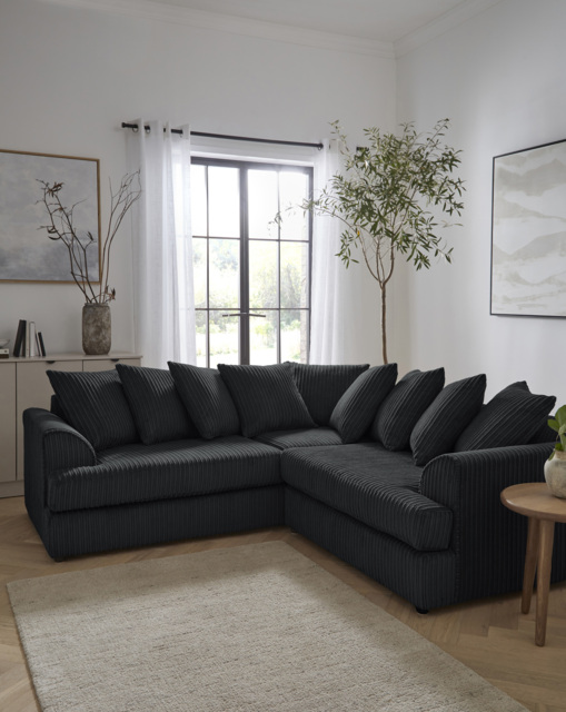 Ferguson Jumbo Cord Corner Sofa Black - image 1