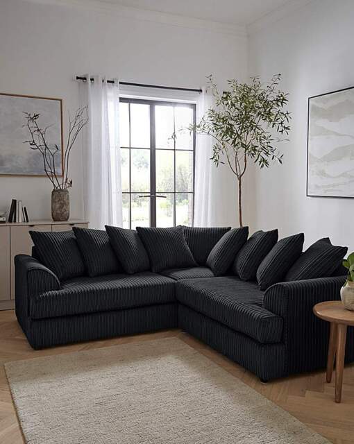 Ferguson Jumbo Cord Corner Sofa Black - image 1