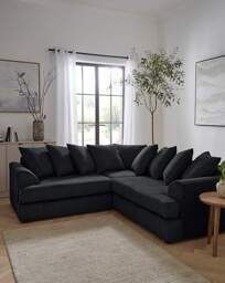 Ferguson Jumbo Cord Corner Sofa Black - thumbnail 1