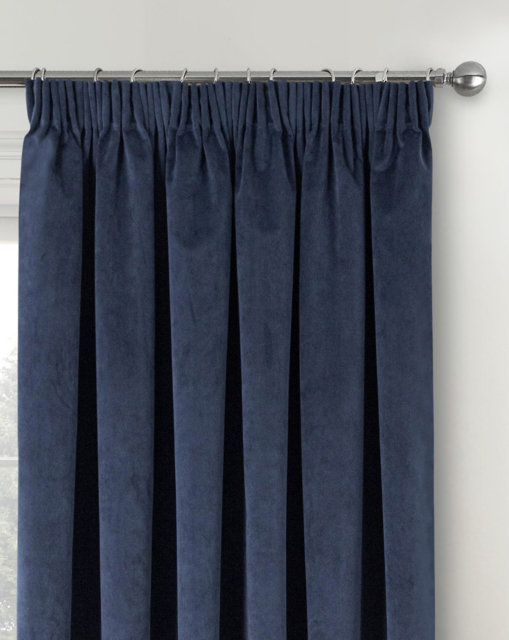 Oxford Velvet Curtain Navy - Enhanced Living - Size: 117 x 137cm - image 1