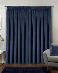 Oxford Velvet Curtain Navy - Enhanced Living - Size: 117 x 137cm - thumbnail 4
