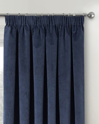 Oxford Velvet Curtain Navy - Enhanced Living - Size: 117 x 137cm - thumbnail 1