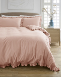 Ruffled Edge Duvet Set Pink - JD Williams - Size: DOUBLE - thumbnail 1