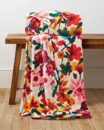 Gardenia Floral Printed Fleece Throw Multi - JD Williams - Size: 130X150 - thumbnail 1