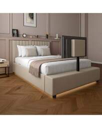 XR Living Maisie LED TV Ottoman Bed Natural - XR Living - Size: DOUBLE