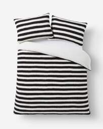 Striped Fleece Duvet Set Black/White - JD Williams - Size: S KING - thumbnail 2