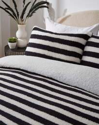 Striped Fleece Duvet Set Black/White - JD Williams - Size: S KING - thumbnail 3