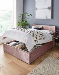 Hayden Velvet Ottoman Bed Frame Blush - Essential Collection - Size: KINGSIZE - thumbnail 3