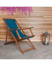 Charles Bentley Wooden Garden Deck Chair Teal - Charles Bentley