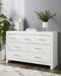 Dakota 3 Over 4 Drawer Chest White - At Home Collection