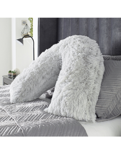 Long Pile Faux Fur V Shape Pillow - Grey Grey - Downland - Size: EACH