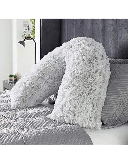 Long Pile Faux Fur V Shape Pillow - Grey Grey - Downland - Size: EACH