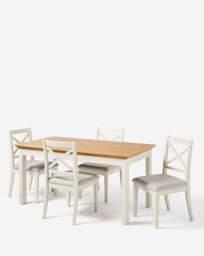 Julipa Table with 4 Ashford Chairs Cream/Natural - thumbnail 2