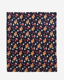Christmas Gingerbread Fleece Throw Navy - JD Williams - Size: 130X150 - thumbnail 2