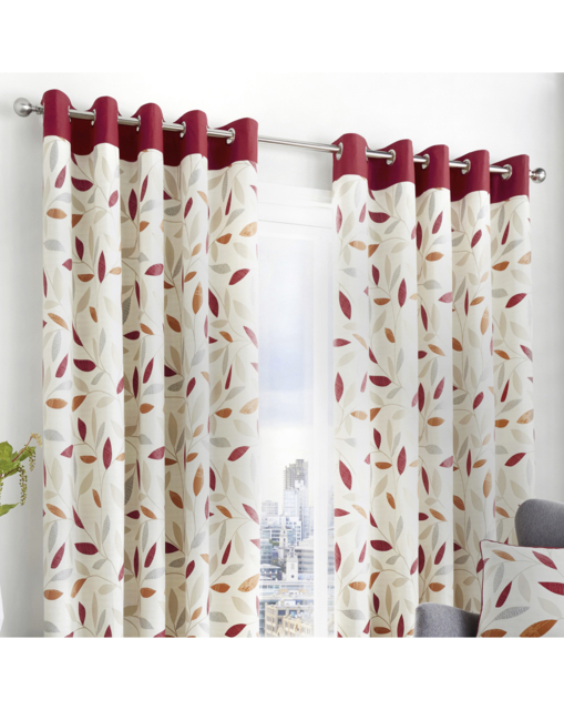 Fusion Beechwood Eyelet Curtains RED - Fusion - Size: 117 x 183cm - image 1