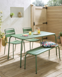 Rio Metal Dining Set - Bench Green - JD Williams